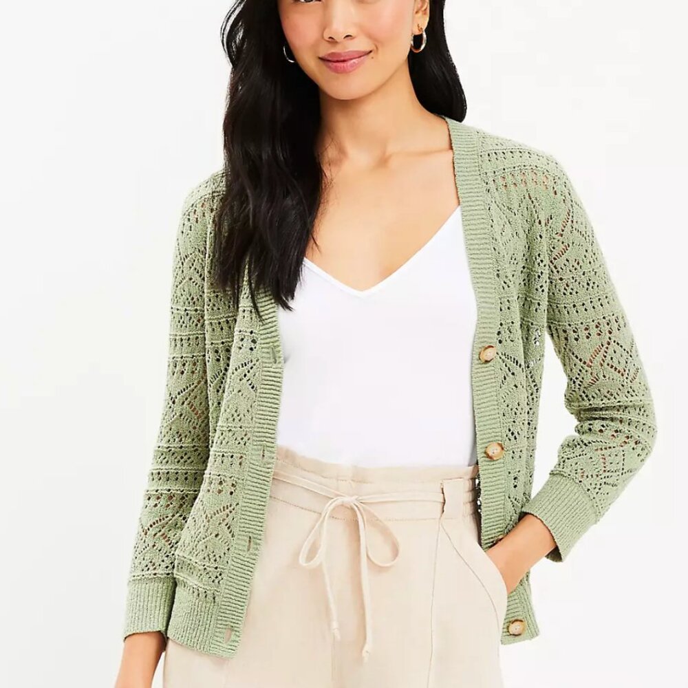 Pointelle V-Neck Cardigan - NWOT